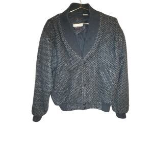 Gabrielle Men’s Knit Cardigan Jacket Gray Charcoal Lined Vintage Size S
